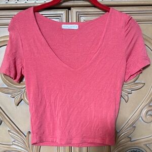 Pink V-Neck Top by Wasabi +Mint stretchy and soft guc small